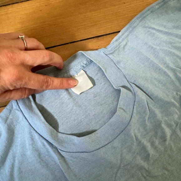 Single Stitch Vintage Pocket Tee in Dusty Faded Blue - Picture 4 of 7